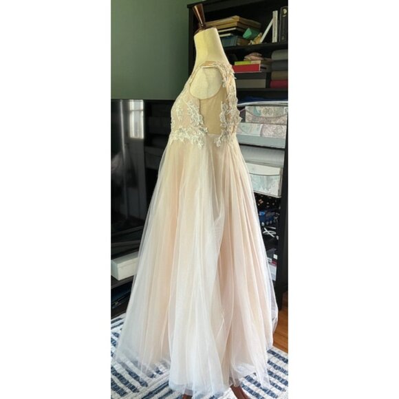 DB Studio David's Bridal Girl's Ivory Satin Tulle Flower Formal Dress Gown Sz 12 - Picture 7 of 16